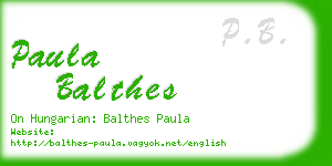 paula balthes business card